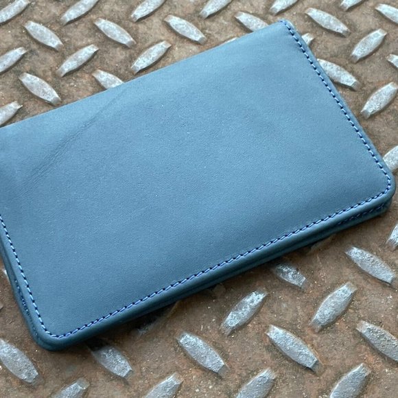 Passport Holder Blue Leather Card Holder Travel Documents Wallet Handmade - Picture 2 of 10